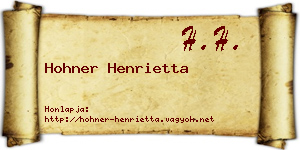 Hohner Henrietta névjegykártya